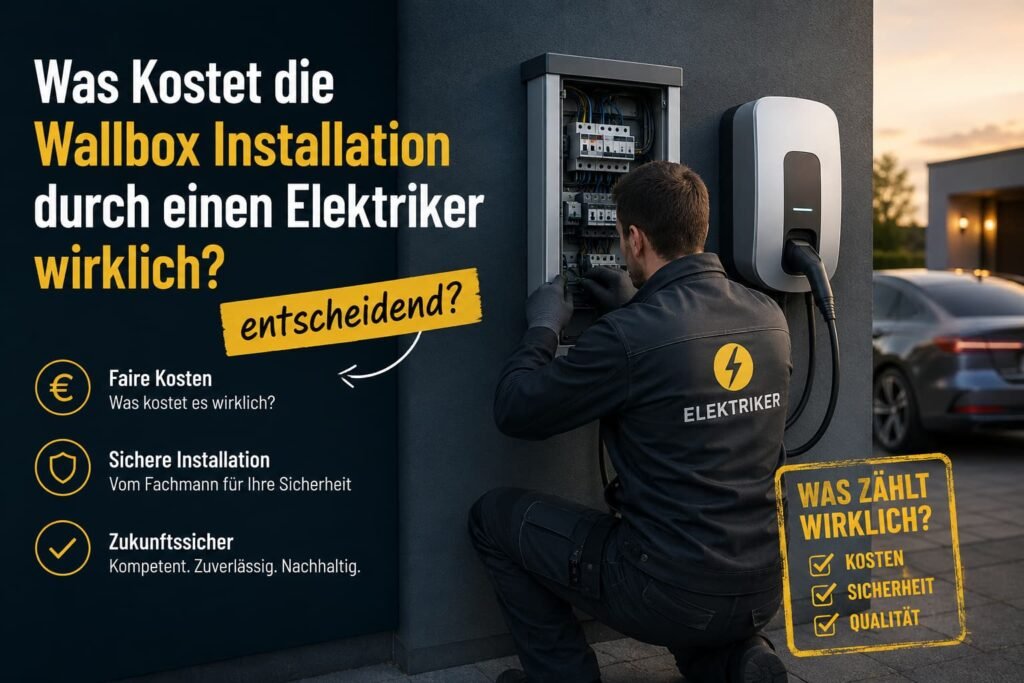 Elektriker prüft moderne Ladestation und behebt ein technisches Problem.