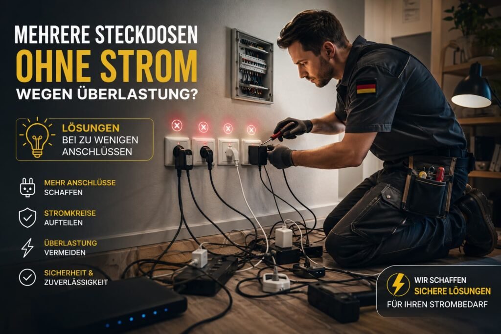 Elektriker prüft defekte Steckdosen und Stromverteilung in Wohnung
