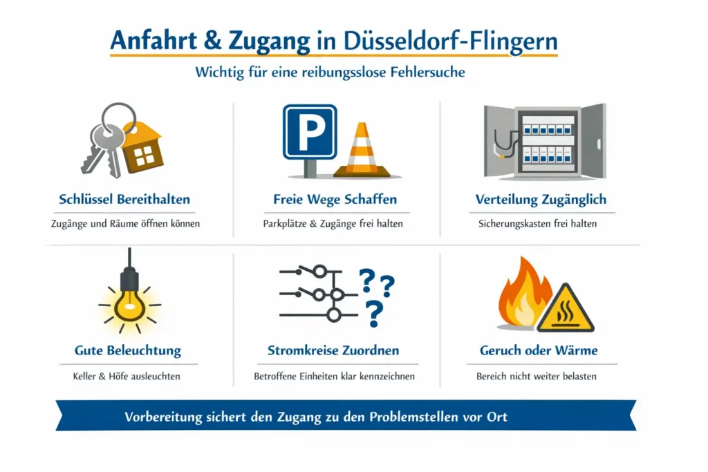 Anfahrt und Zugang in Düsseldorf-Flingern: Parken, Hinterhöfe, Kellerabteile und Hausanschlussräume richtig vorbereiten