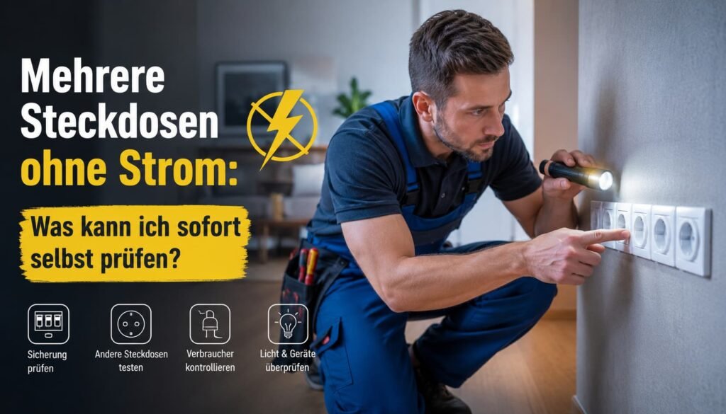 Elektriker misst eine Steckdose und den zugehörigen Stromkreis