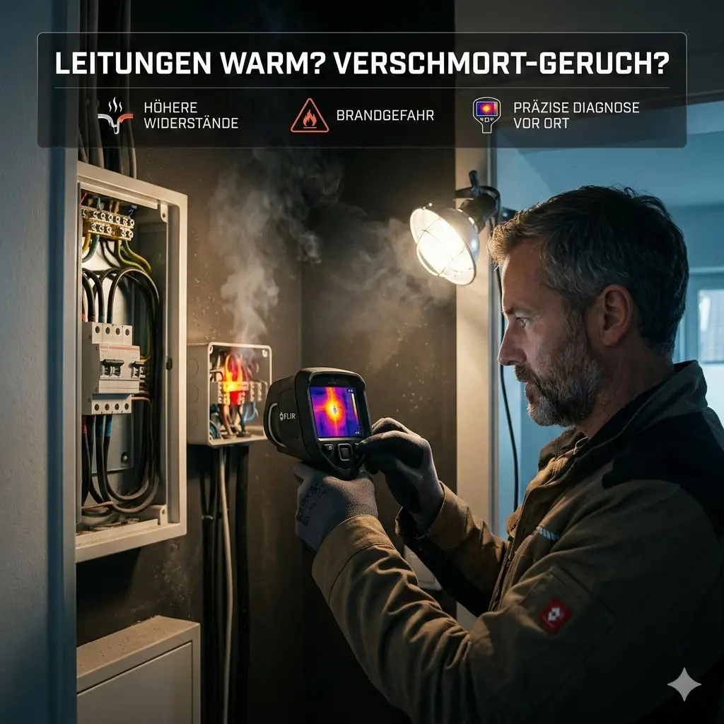 Welche Risiken entstehen, wenn Leitungen warm werden oder es nach verschmort riecht?