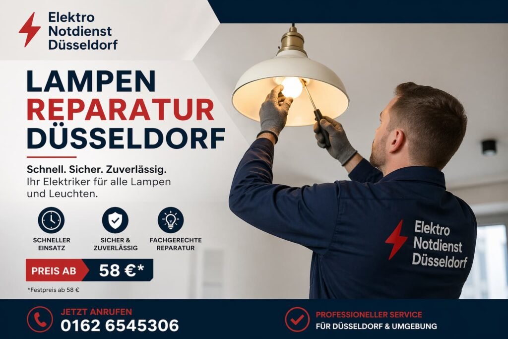 Elektriker repariert Lampe in Düsseldorf – Lampen Reparatur Service ab 58€ mit Elektro Notdienst Düsseldorf