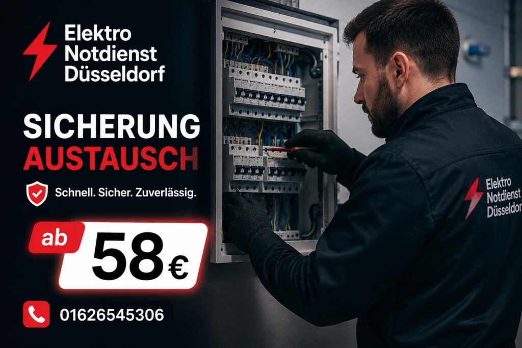 Elektriker arbeitet an einem modernen Sicherungskasten