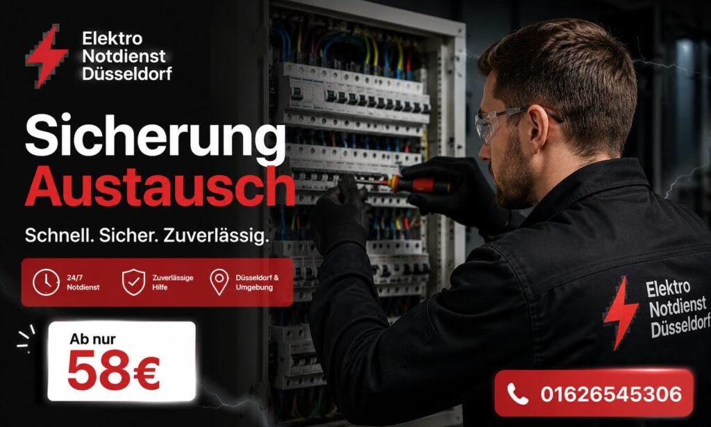 Elektriker arbeitet an einem modernen Sicherungskasten