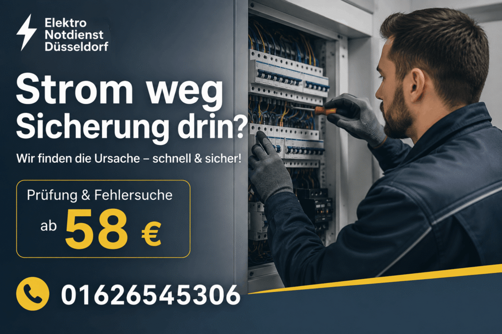 Strom weg Sicherung drin – Elektriker prüft die Ursache am Sicherungskasten und bietet schnelle Hilfe ab 58€.